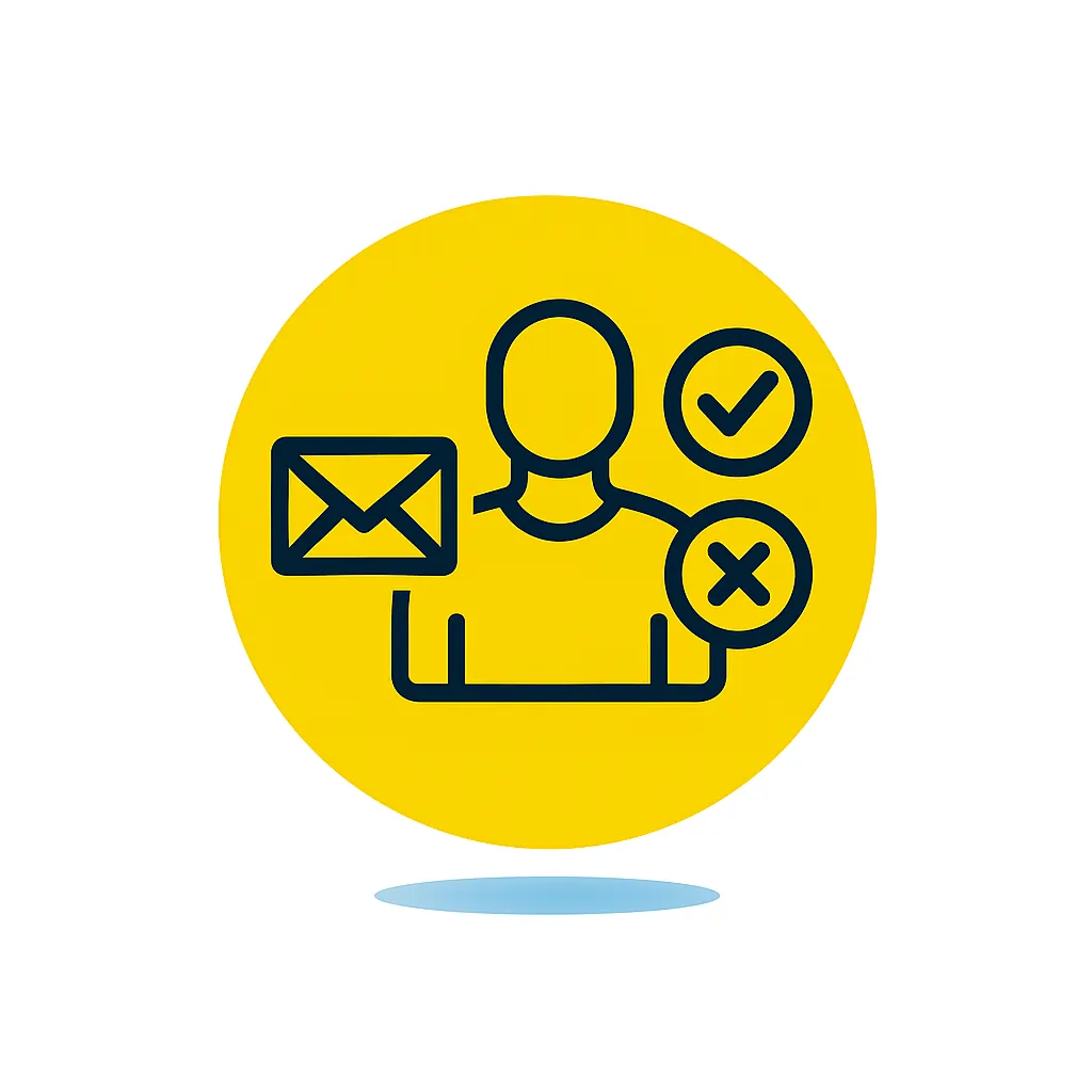 Icône test jugement situationnel et boîte mail fictive pour concours publics.